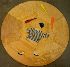 Un petit cercle de parquet miel